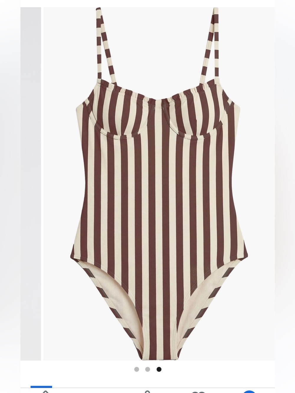 Onia Marilyn Swimsuit Medium chocolate cherry vertical striped NWT - Picture 2 of 6